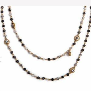 Virgins Saints & Angels Wrap Semi Precious Black Quartz Mix Necklace NWT